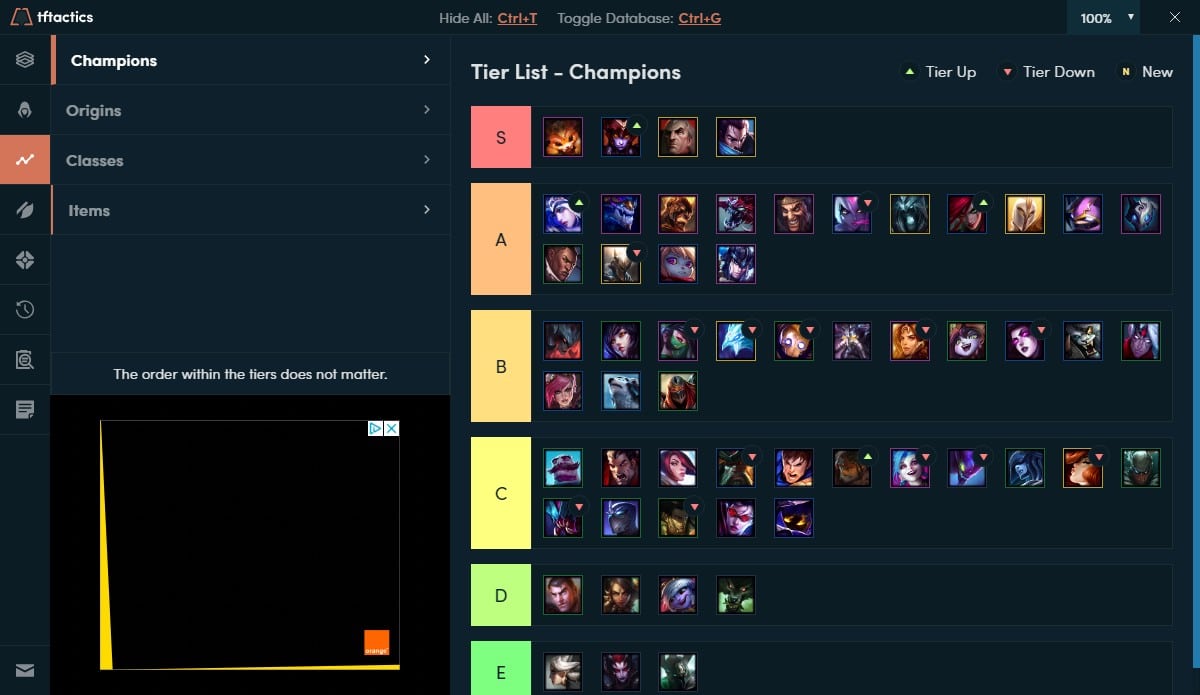 Tiers list sur TFT