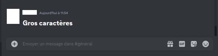 Image showing how to write large characters on Discord 