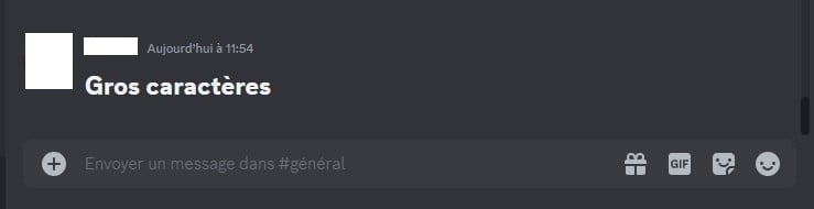 Billede, der viser, hvordan man skriver med store typer på Discord 