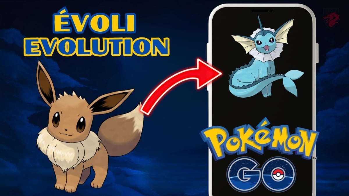 Imagen de la evolución de Evoli a Aquali. ©️ Rojo para Alucare.fr