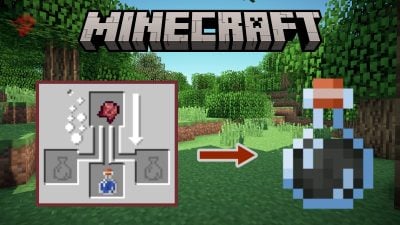 Ilustração da elaboração da poção de fraqueza em Minecraft.