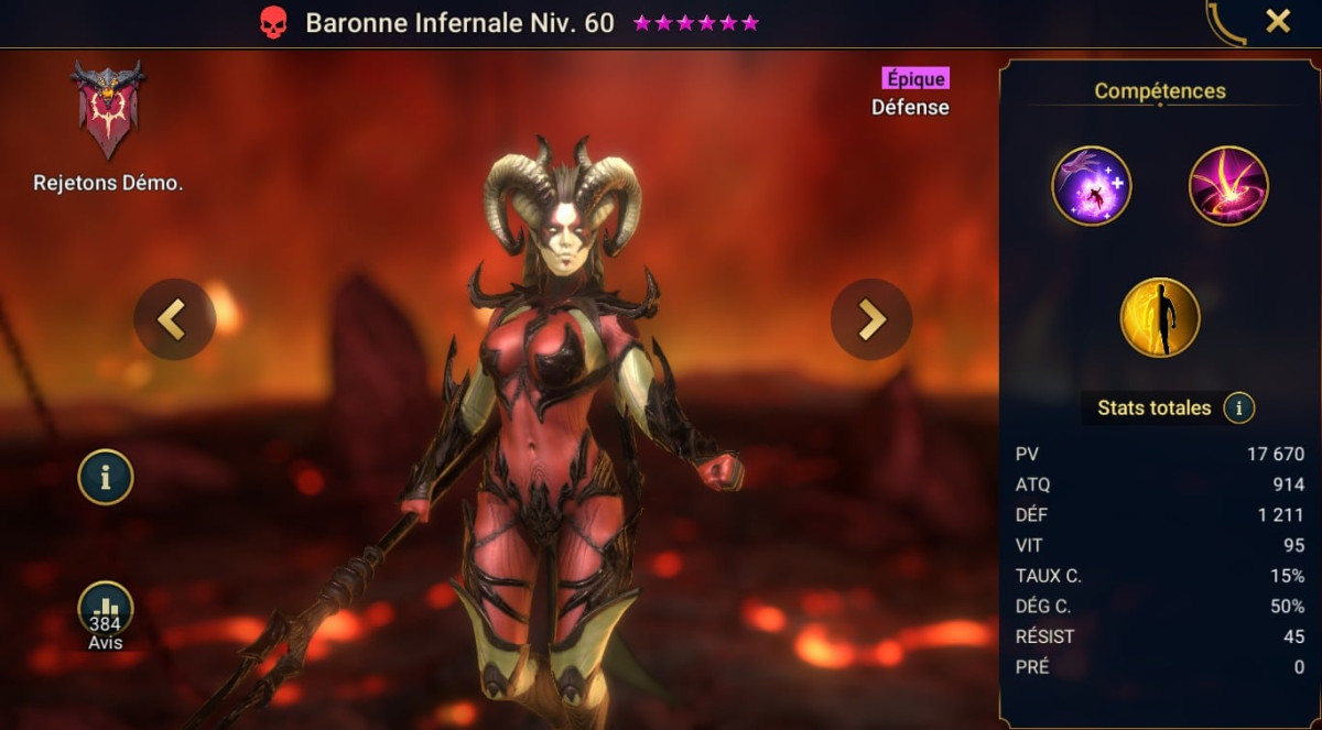 Guide masteries, grace and artifact on Baronne Infernale (Infernal Baroness) on RSL 