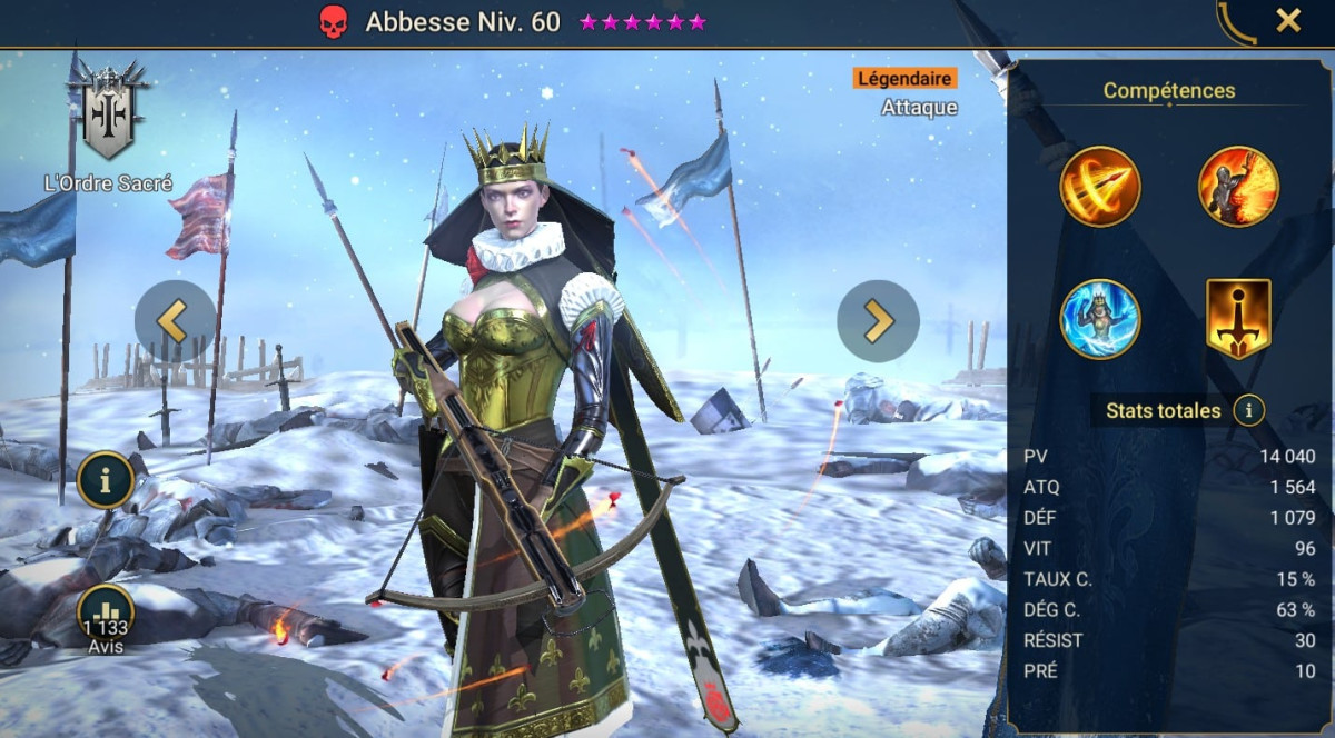 Guide masteries, grace and artifact on Abbess (Abbess) on RSL 