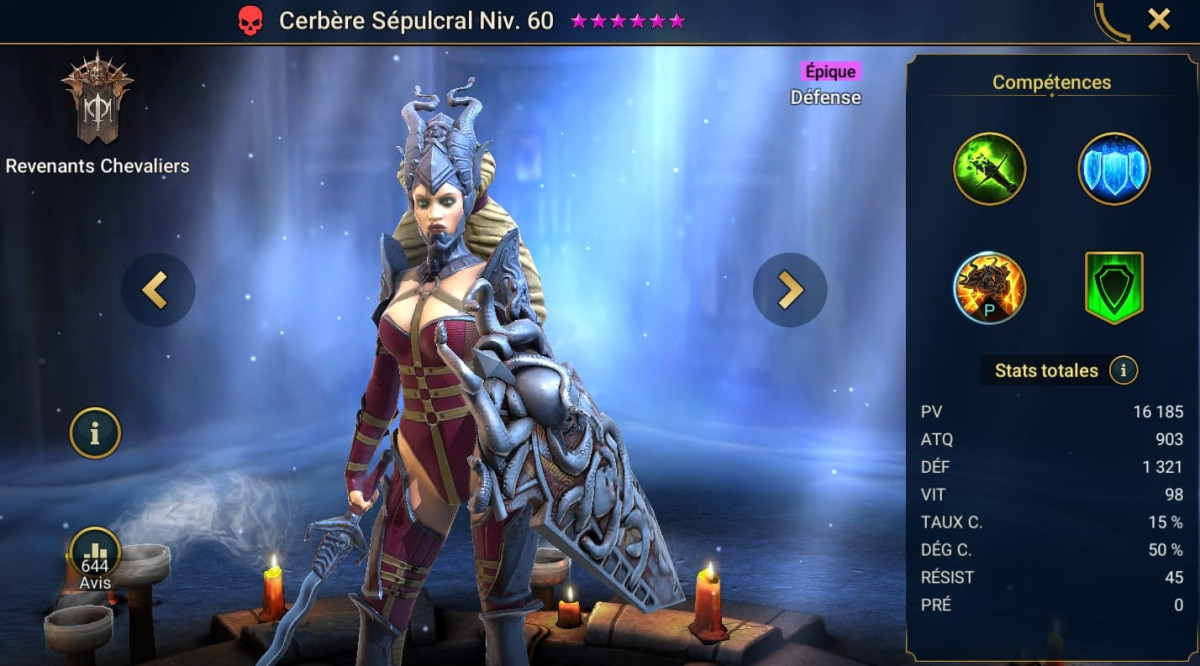 Guide masteries, grace and artifact on Cerbère Sépulchral (Sepulcher Sentinel) on RSL 