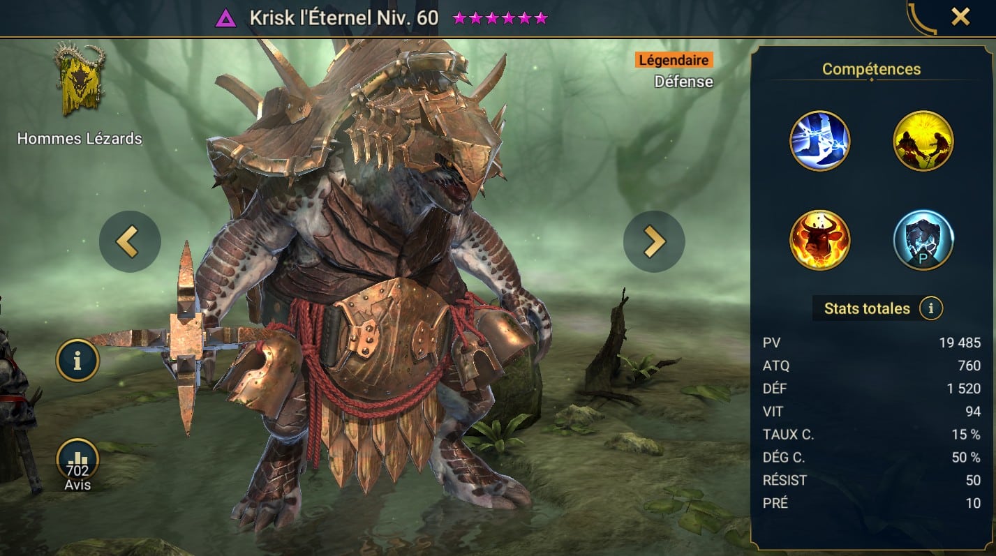 guide maitrises et artefact pour Krisk l'Éternel