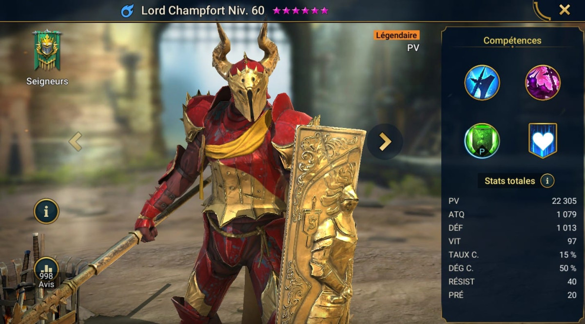 Guide masteries, grace and artifact on Lord Champfort on RSL 
