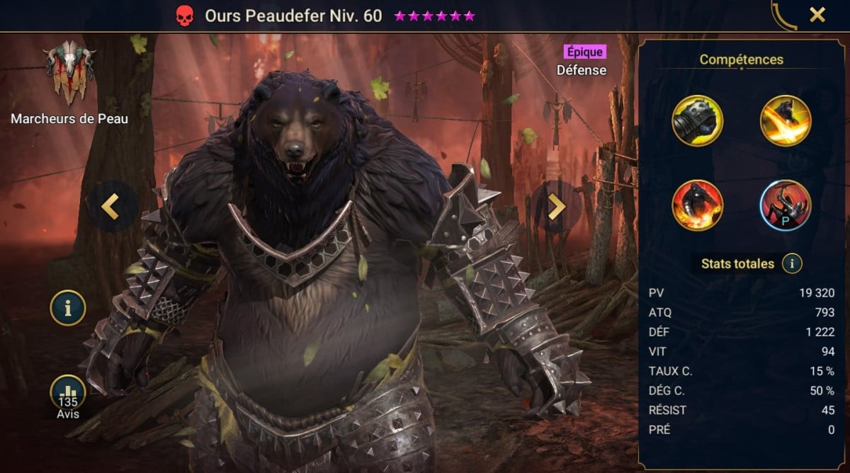 Guide masteries, grace and artifact on Ironskin Bear (Ursine Ironhide) on RSL 