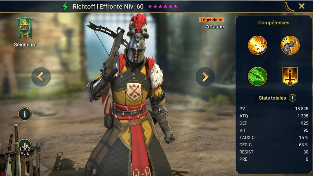 Guide masteries, grace and artifact on Richtoff l'Effronté (Richtoff the Bold) on RSL 