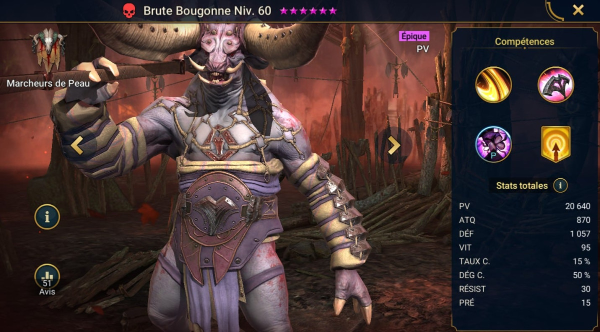 Guide masteries, grace and artifact on Brute Bougonne (Snorting Thug) on RSL 