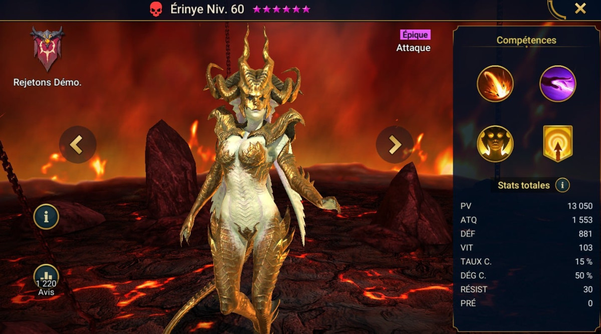 Guide masteries, grace and artifact on Erinye (Erinyes) on RSL 