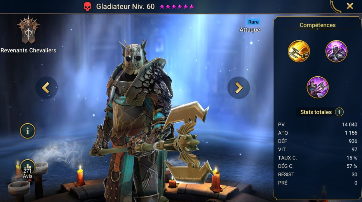Guide masteries, grace and artifact on Gladiator (gladiator) on RSL 