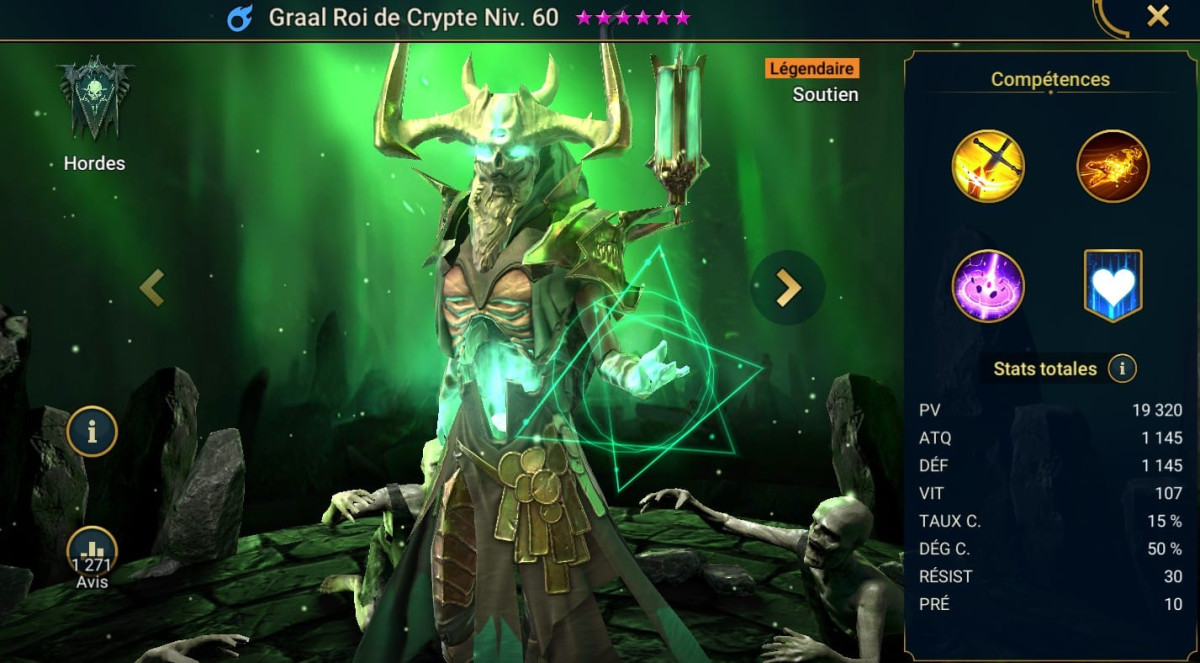 Guide masteries, grace and artifact on Graal Roi de Crypte (Crypt-King Graal) on RSL 