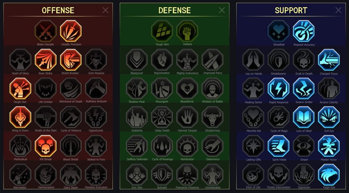 Matriz de maestría RSL para Lordly Legionary