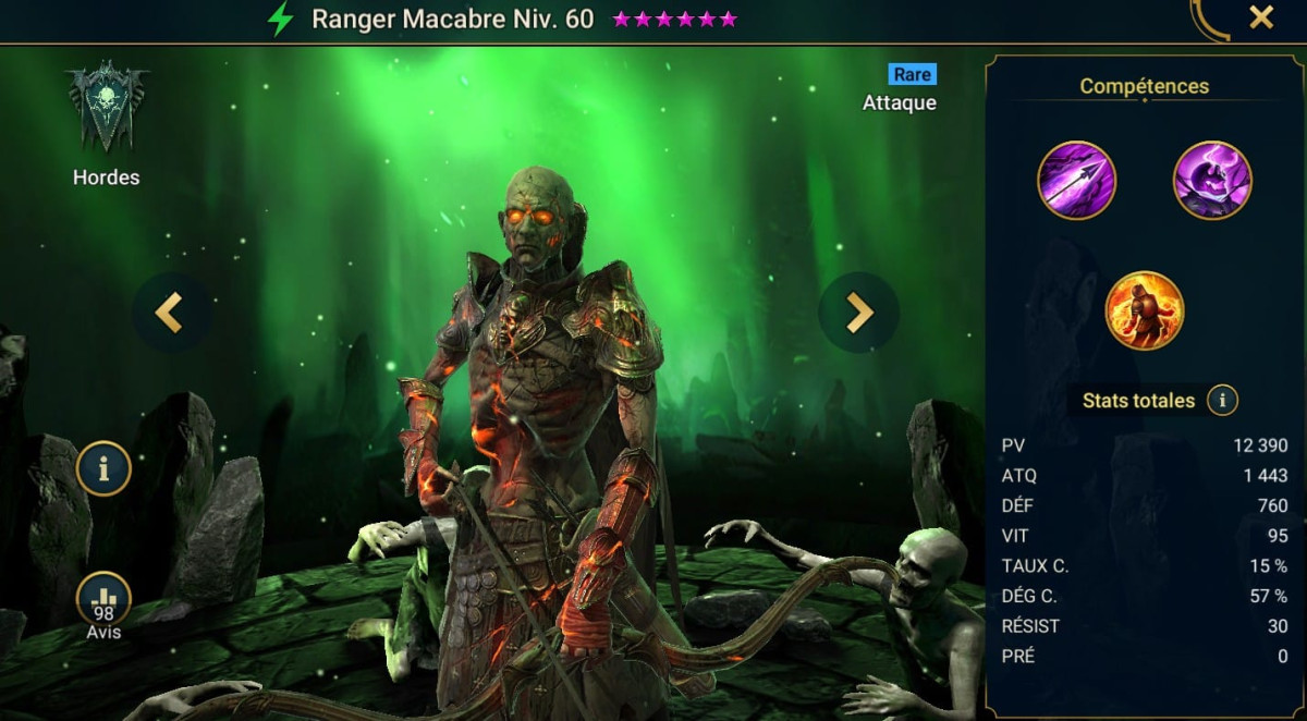 Guía de dominios, gracia y artefactos en Ranger Macabre (Ghoulish Ranger) en RSL 