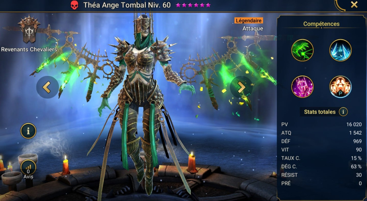 Guide masteries, grace and artifact on Théa Ange Tombal (Thea the Tomb Angel) on RSL 
