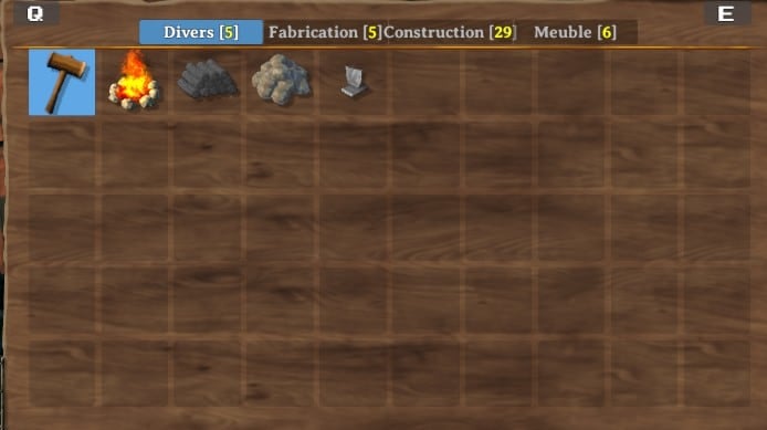 menú de construcción
