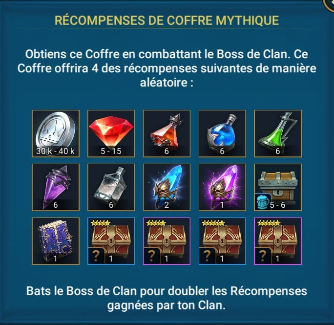 Mythic Clan Chest boss Rewards