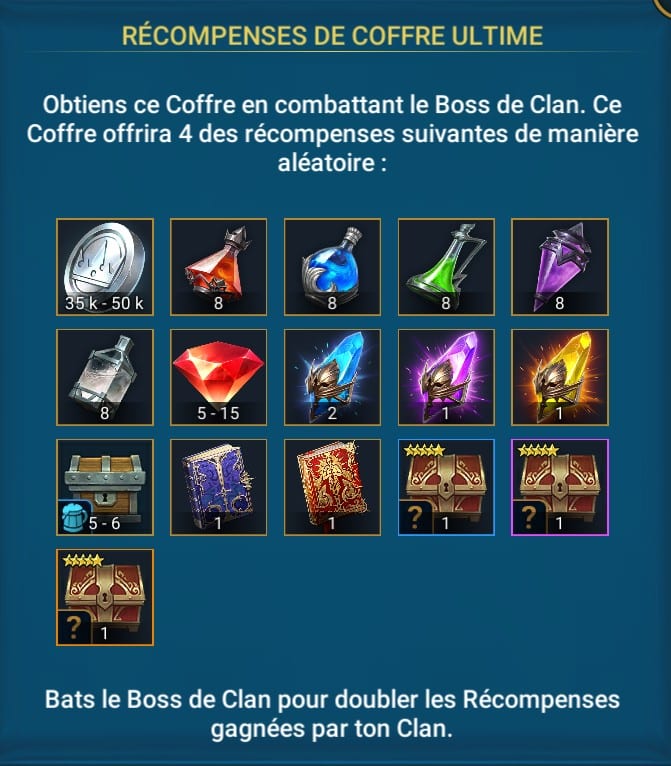 Clan Supreme boss Chest Rewards