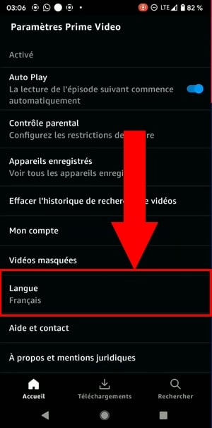 Prime Video 设置,然后是语言