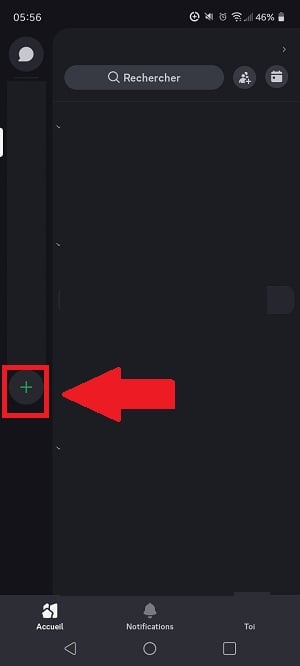 Captura de pantalla del botón para unirse a un servidor en Discord móvil.