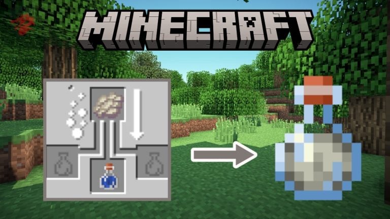Illustration of the crafting of the slow fall potion in Minecraft