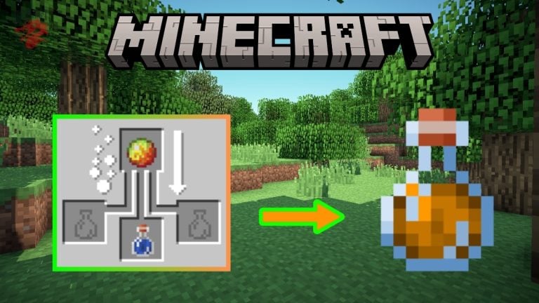 Illustration of the crafting of the fire resistance potion in Minecraft