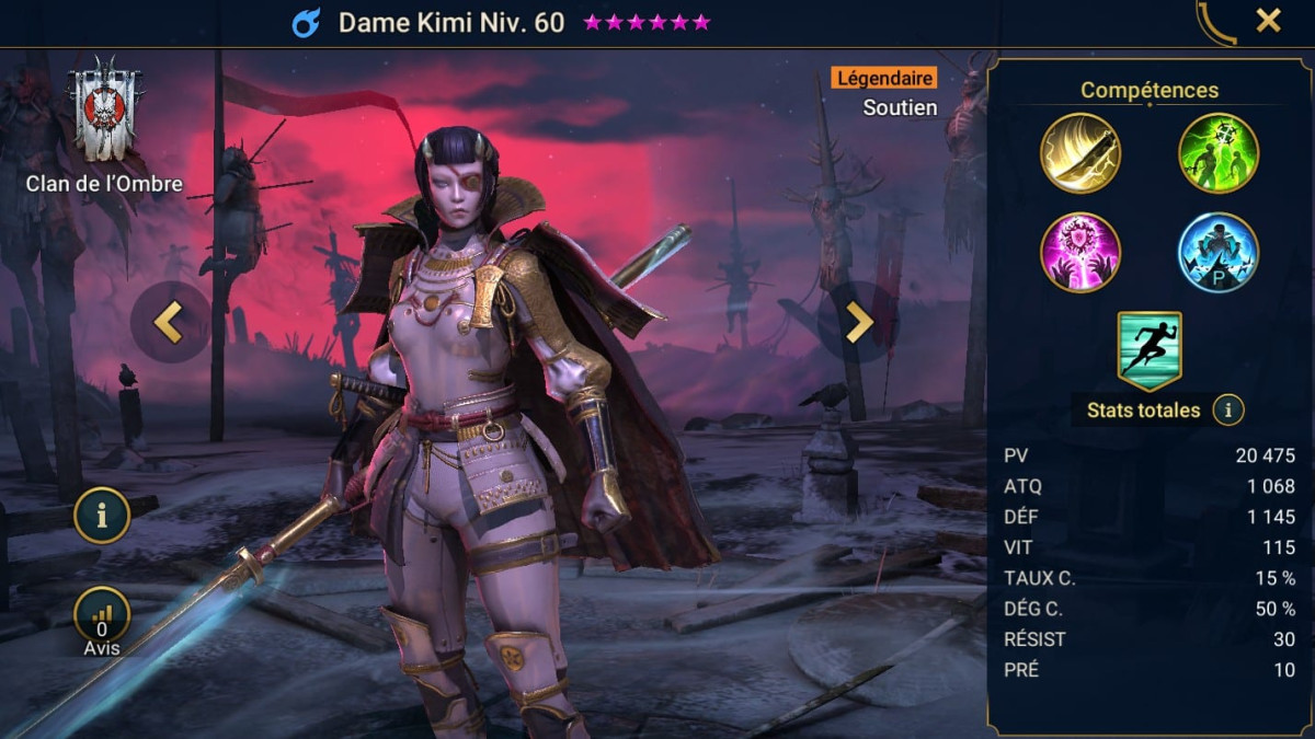 Guide masteries, grace and artifact on Lady Kimi (Lady Kimi) on RSL 