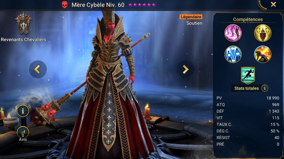 Guide masteries, grace and artifact on Mother Cybele (Mother Cybele) on RSL 