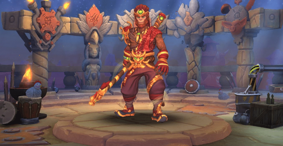 Image of the champion: Wukong on the mobile game Dragon Champions