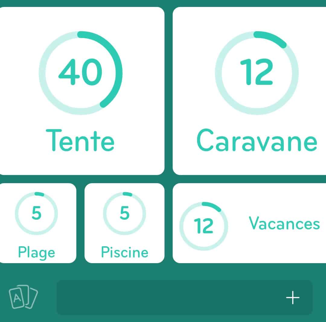 Images des solutions, réponses et aide pour le niveau 8 : Camping du jeu mobile 94%