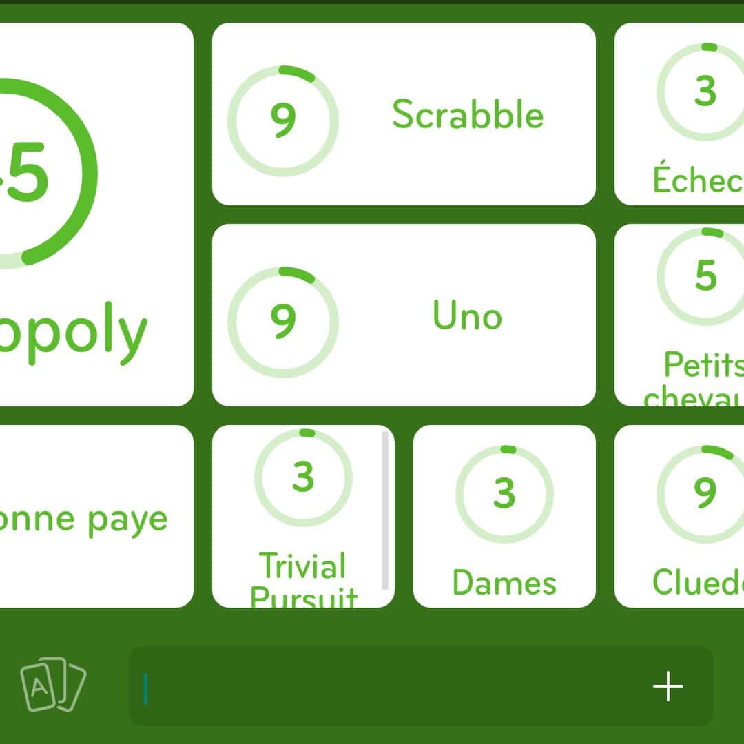 Images des solutions, réponses et aide pour le niveau 112 : Jeux de société du jeu mobile 94%