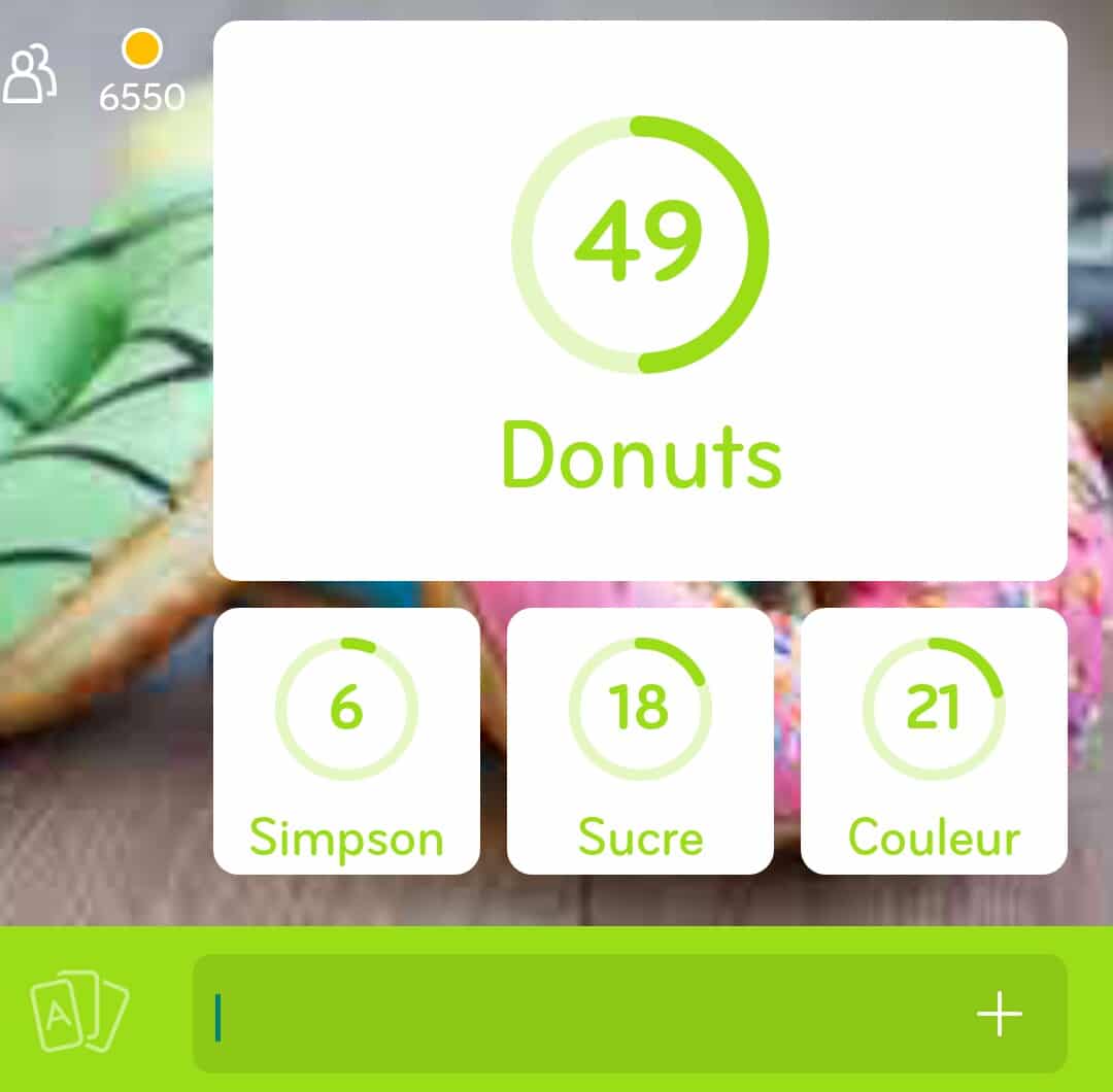 Images des solutions, réponses et aide pour le niveau 114 : Photo de donuts multicolores et très appétissants du jeu mobile 94%