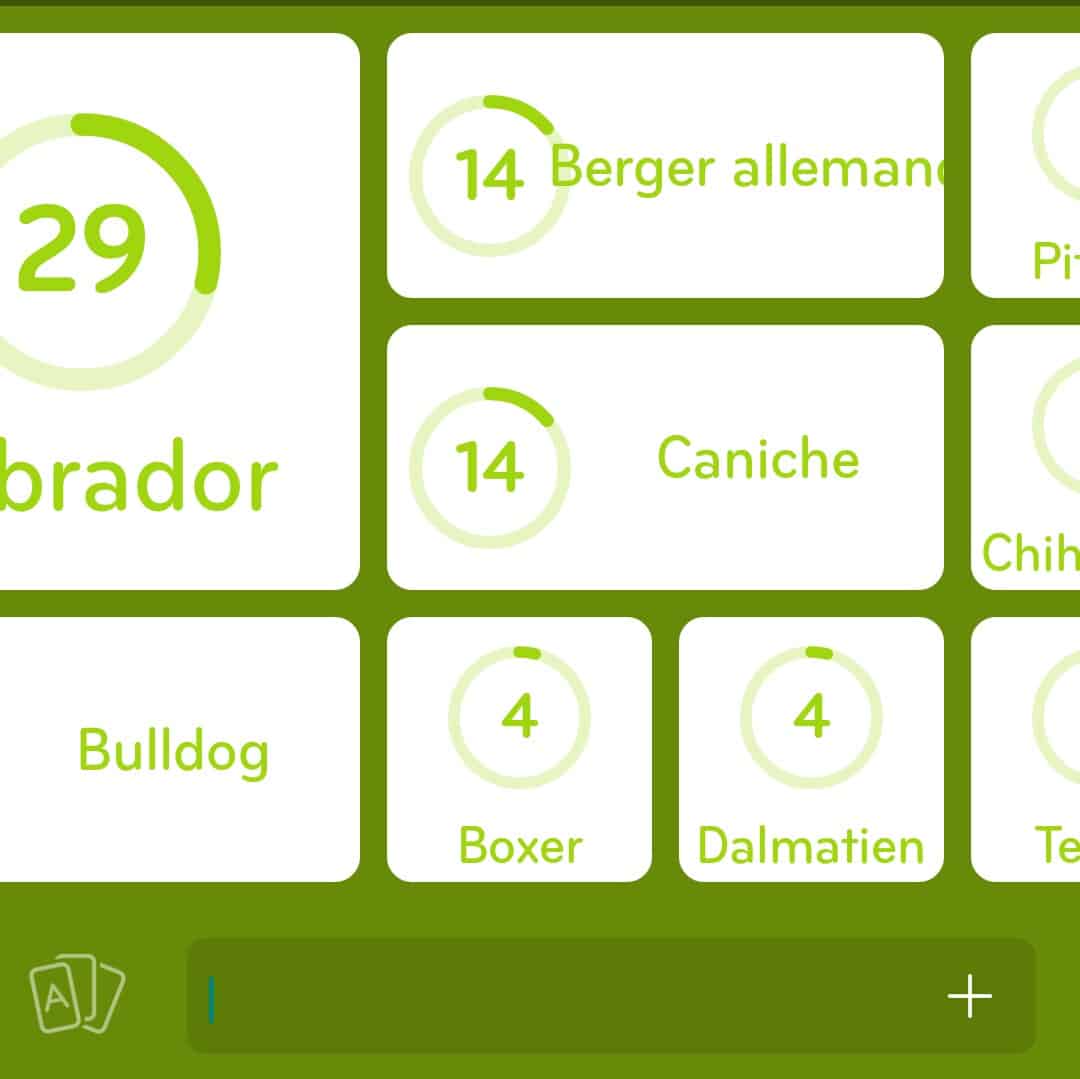 Images des solutions, réponses et aide pour le niveau 116 : Race de chien du jeu mobile 94%