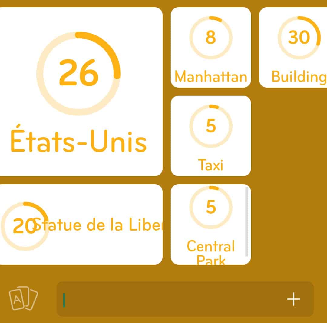 Images des solutions, réponses et aide pour le niveau 119 : New York du jeu mobile 94%