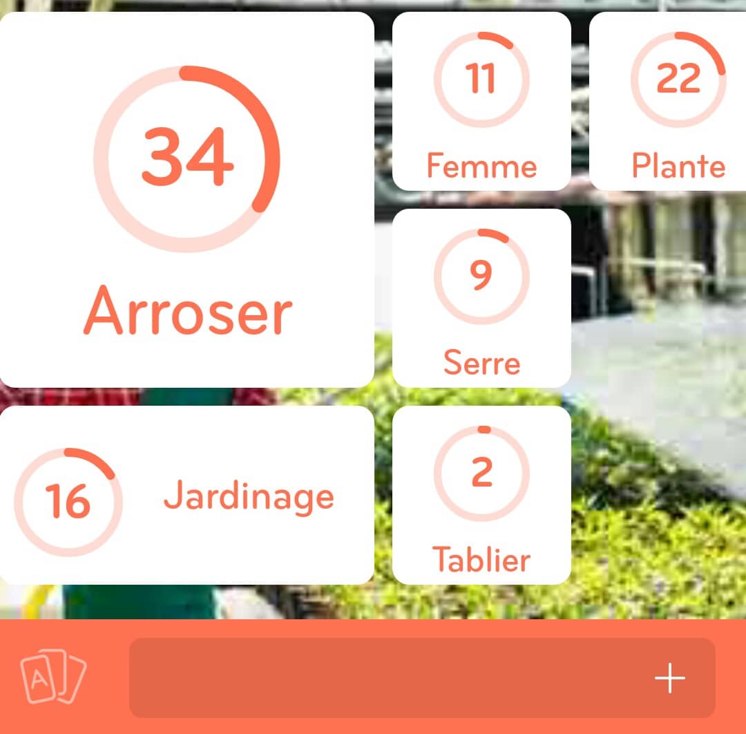 Images des solutions, réponses et aide pour le niveau 126 : Photo d'une femme faisant l'entretien d'un jardin du jeu mobile 94%