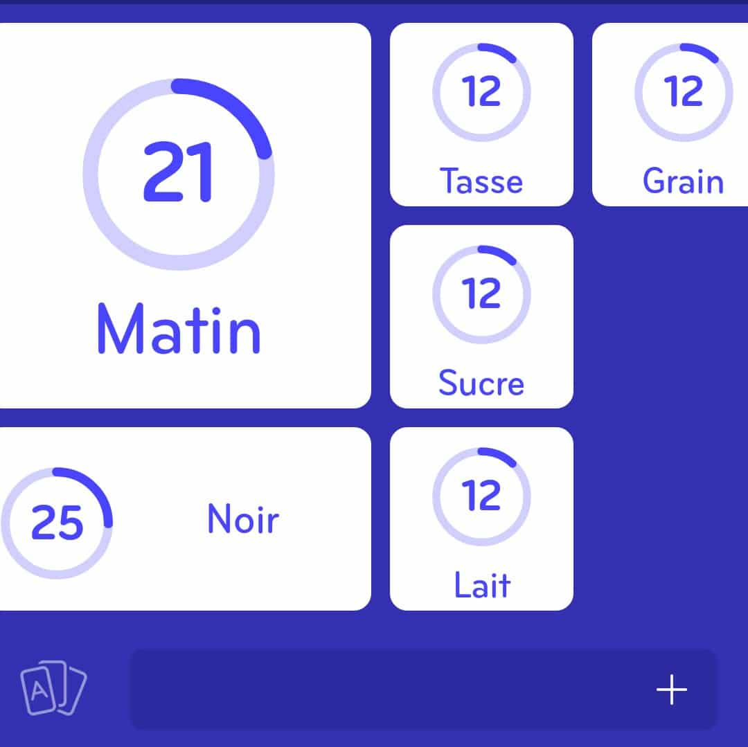 Images des solutions, réponses et aide pour le niveau 134 : Café du jeu mobile 94%