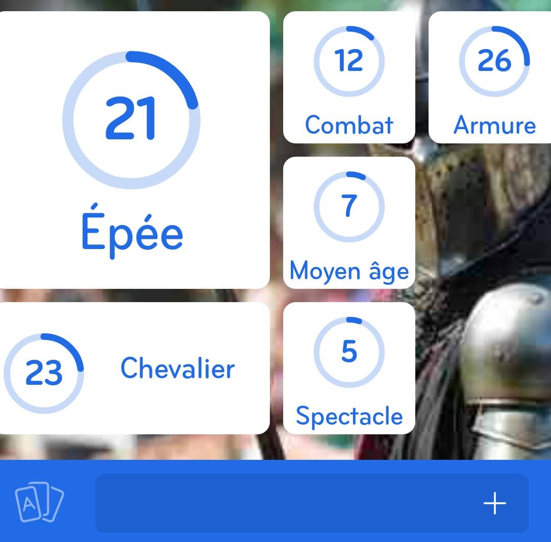 Images des solutions, réponses et aide pour le niveau 135 : Photo d'un chevalier en armure du jeu mobile 94%