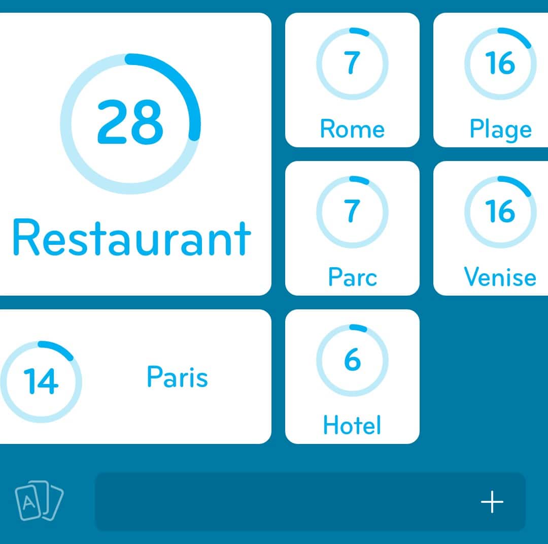 Images des solutions, réponses et aide pour le niveau 47 : Lieu romantique du jeu mobile 94%