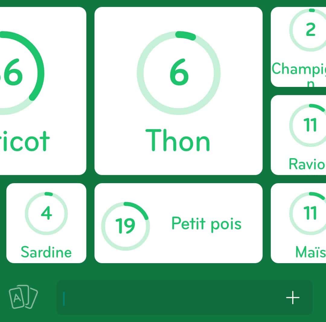 Images des solutions, réponses et aide pour le niveau 57 : Aliment en boîte du jeu mobile 94%