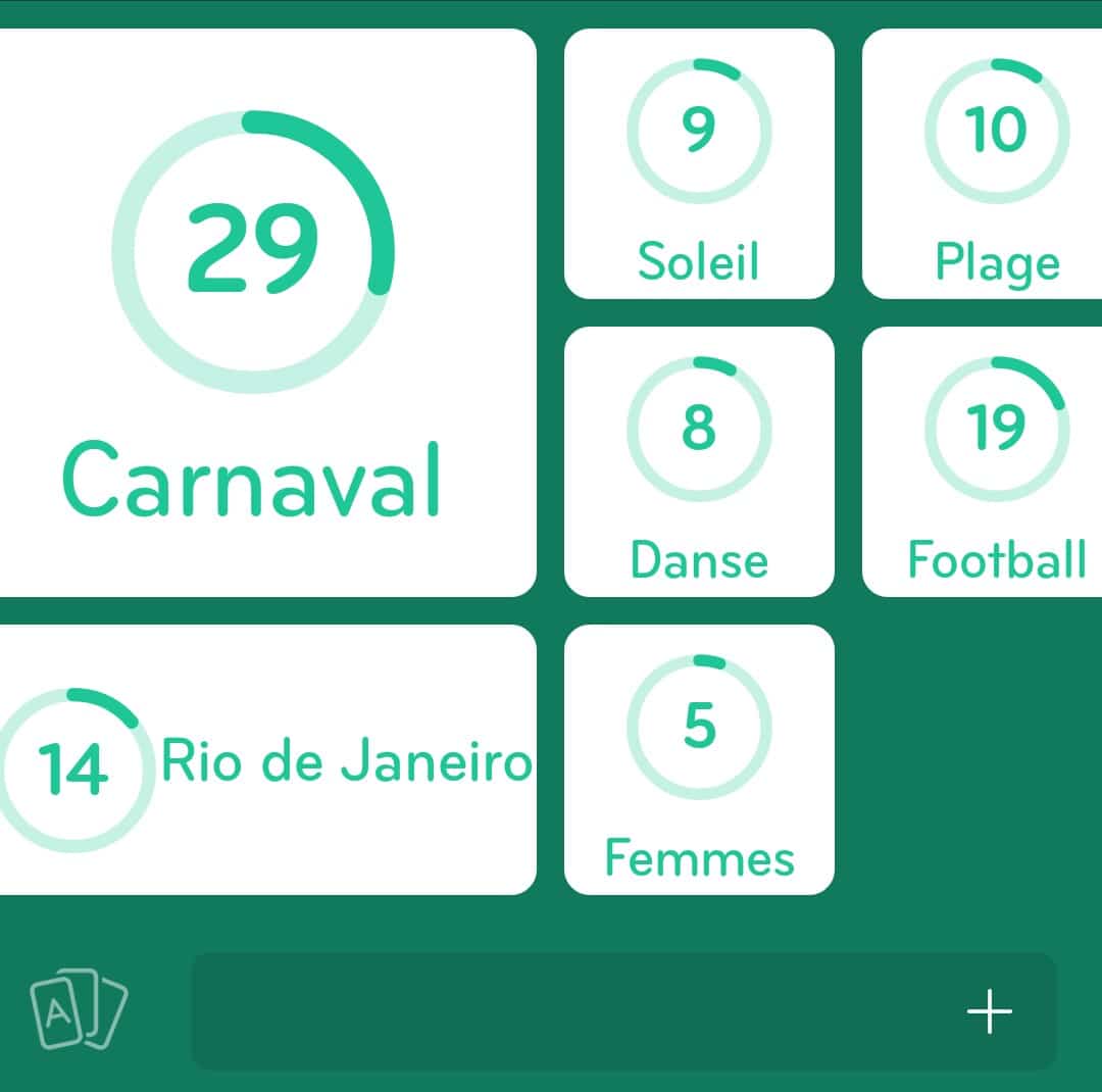 Images des solutions, réponses et aide pour le niveau 10 : Choses associées au Brésil du jeu mobile 94%