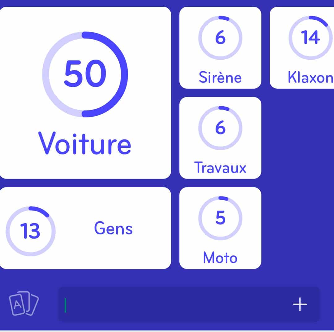 Images des solutions, réponses et aide pour le niveau 41 : Bruit de la ville  du jeu mobile 94%