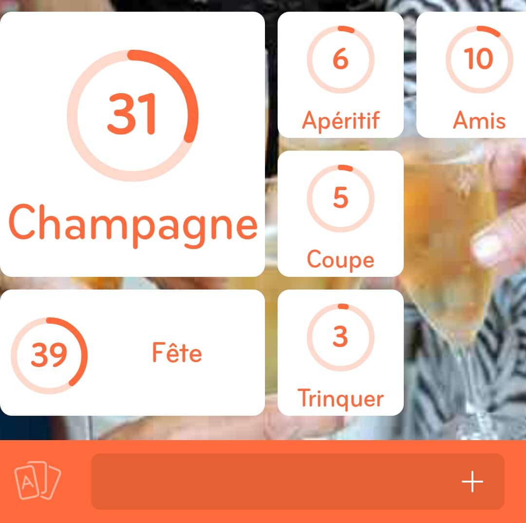 Images des solutions, réponses et aide pour le niveau 33 : Photo de coupes de Champagne du jeu mobile 94%