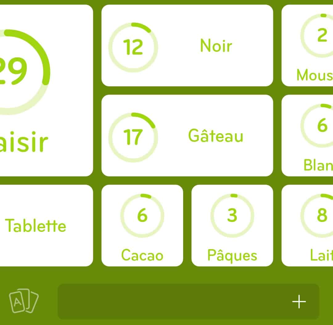 Images des solutions, réponses et aide pour le niveau 26 : Chocolat du jeu mobile 94%