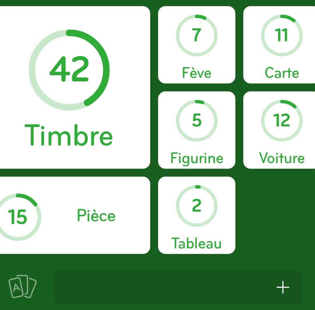 Images des solutions, réponses et aide pour le niveau 62 : Ça se collectionne du jeu mobile 94%