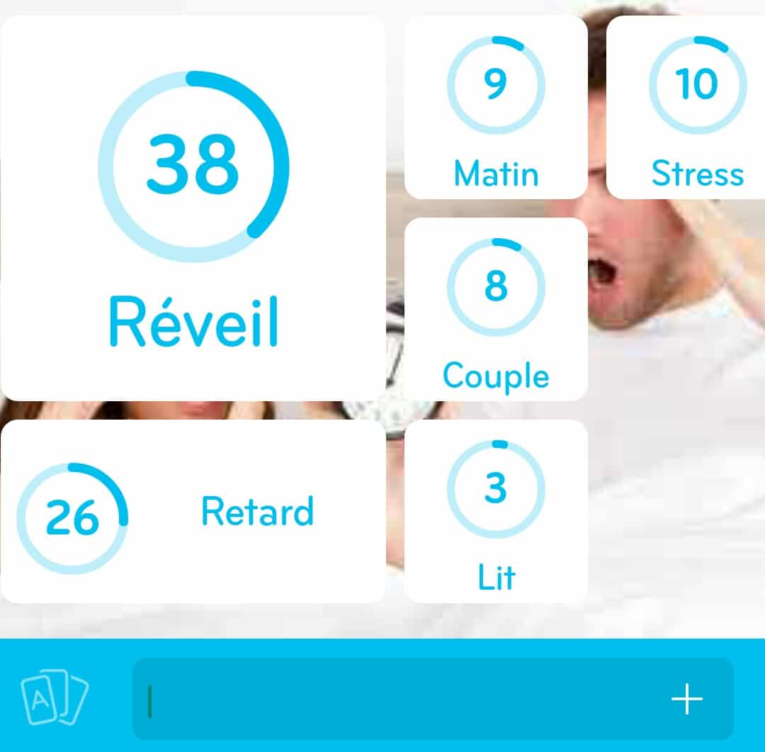 Images des solutions, réponses et aide pour le niveau 94 : Photo d'un couple au lit au réveil du jeu mobile 94%