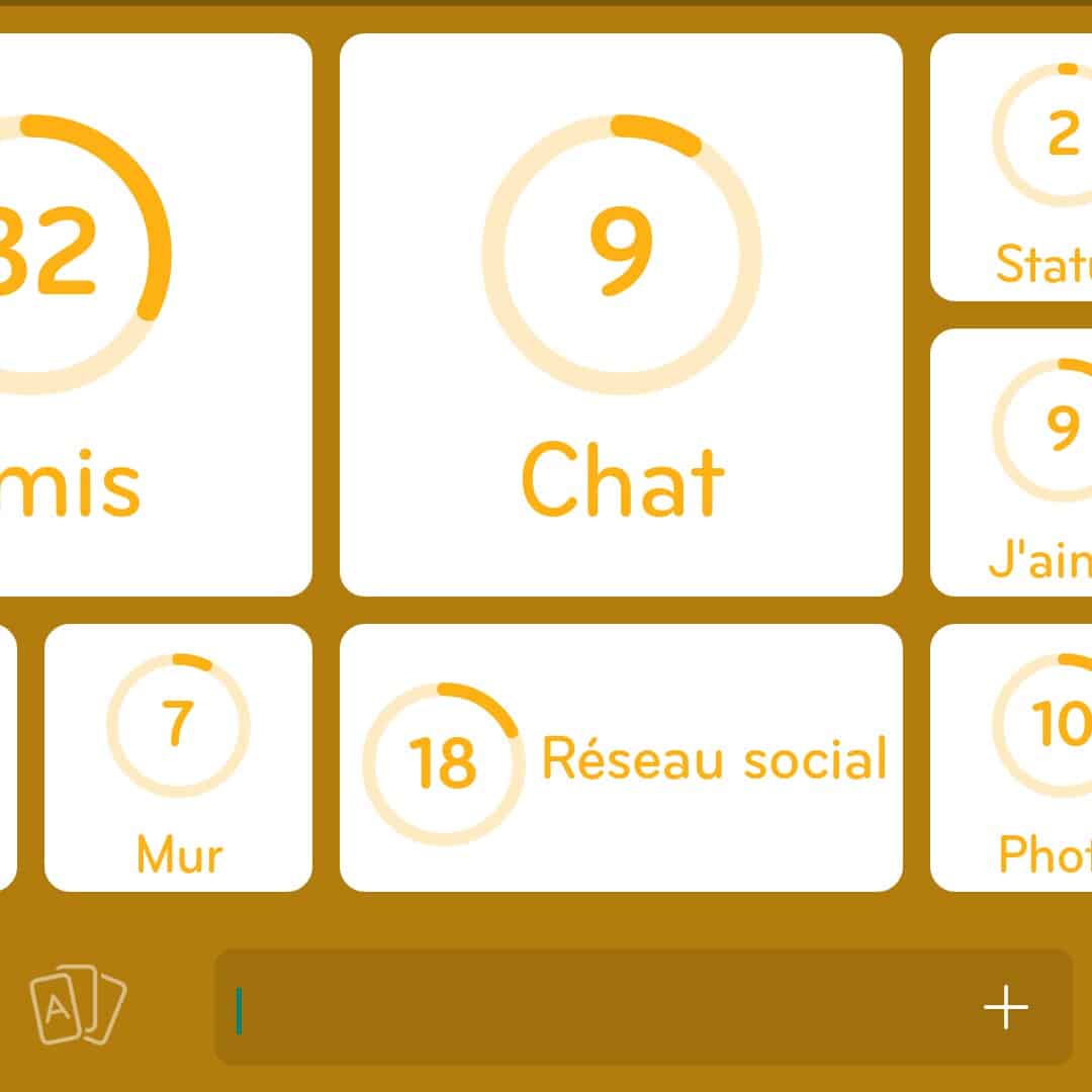 Images des solutions, réponses et aide pour le niveau 27 : Facebook du jeu mobile 94%