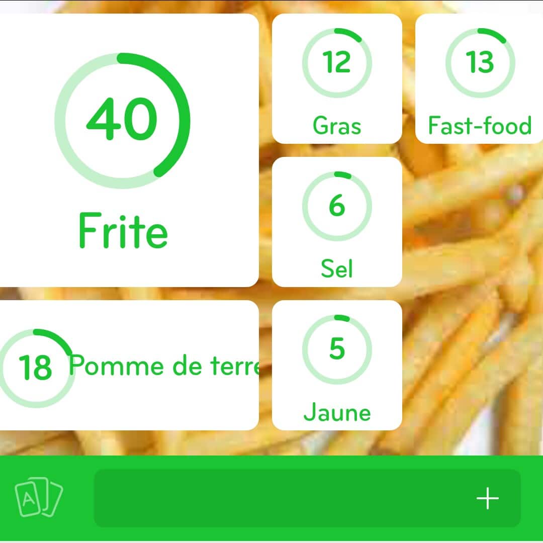 Images des solutions, réponses et aide pour le niveau 14 : Photo de frites du jeu mobile 94%