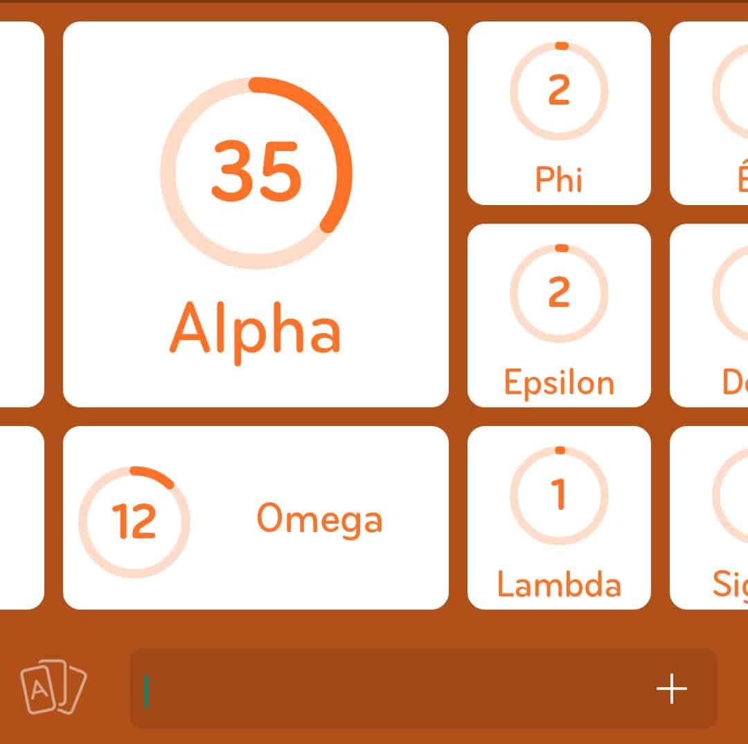 Images des solutions, réponses et aide pour le niveau 32 : Lettres grecques  du jeu mobile 94%