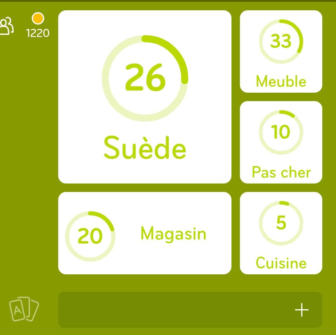 Images des solutions, réponses et aide pour le niveau 26 : Ikea du jeu mobile 94%