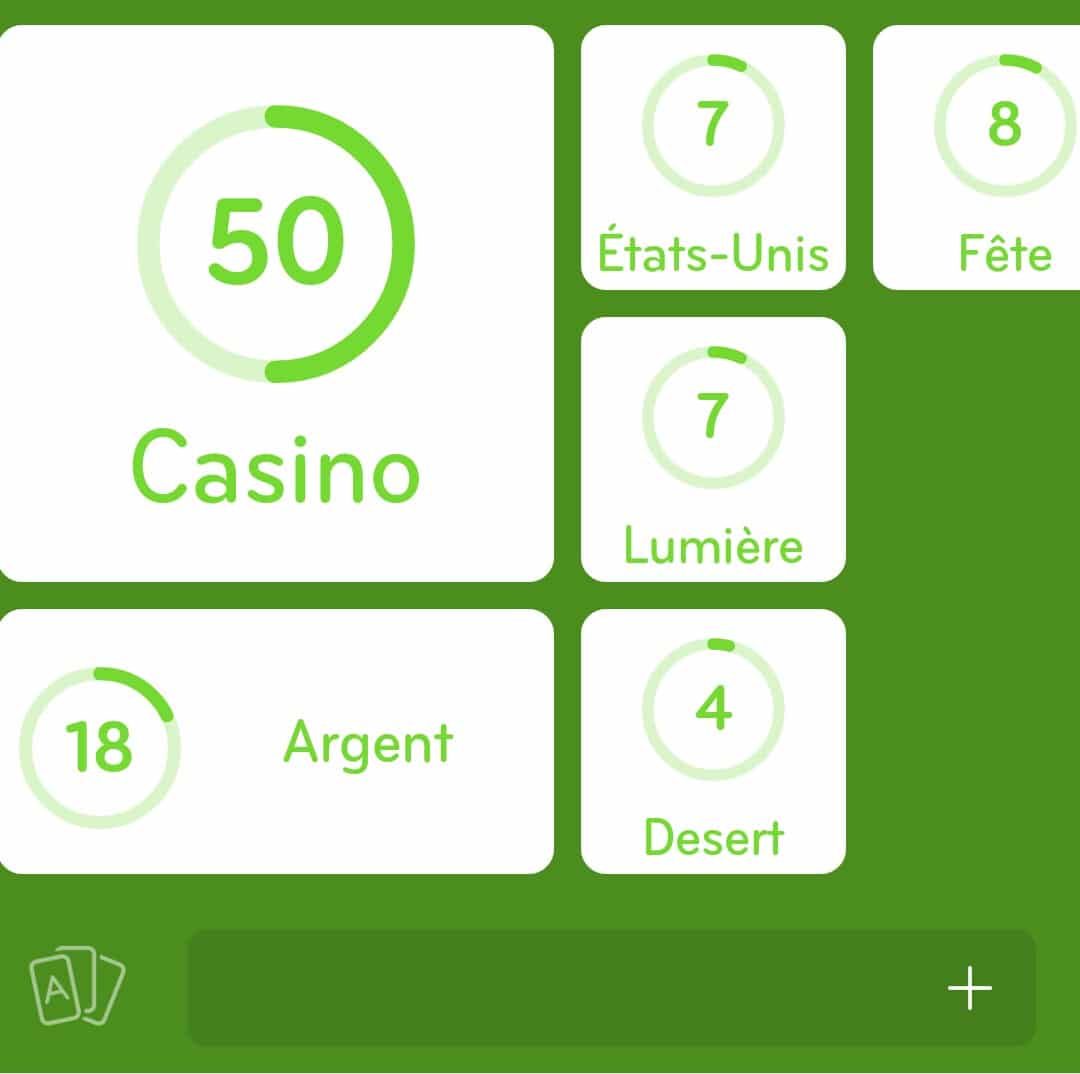 Images des solutions, réponses et aide pour le niveau 67 : Las Vegas du jeu mobile 94%